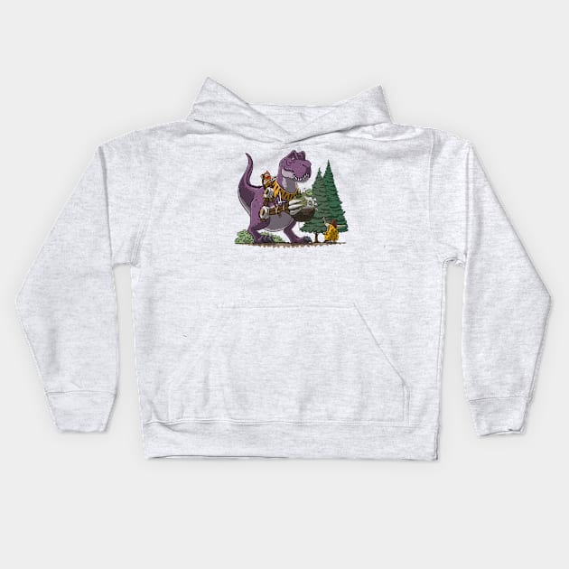 T-Rex Dinosaur Digger Kids Hoodie by Big Appetite Illustration